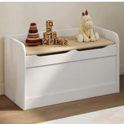 Panca per bambini 60 cm in legno bianco e faggio - LOGAN | IdMarket
