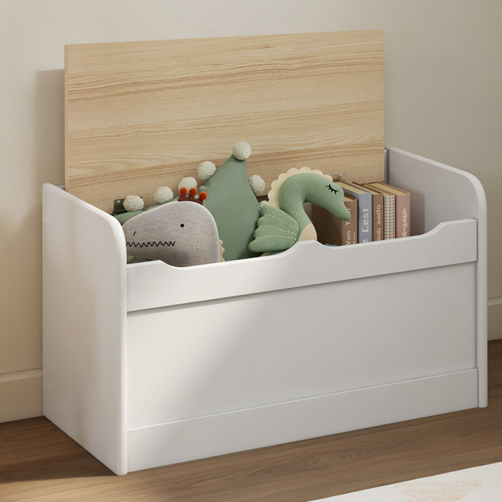 Panca per bambini 60 cm in legno bianco e faggio - LOGAN | IdMarket