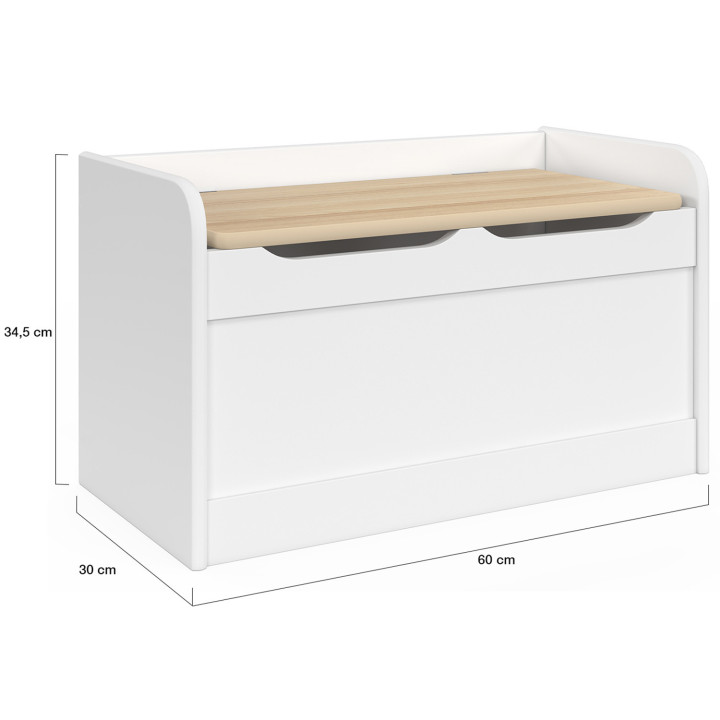 Panca per bambini 60 cm in legno bianco e faggio - LOGAN | IdMarket