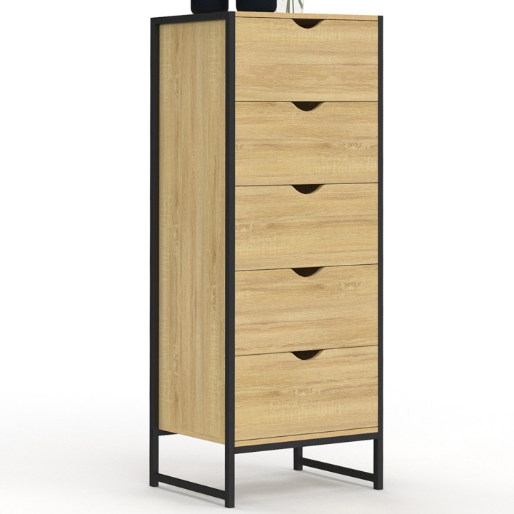 Comò a 5 cassetti da 45 cm design industriale - DETROIT | IdMarket