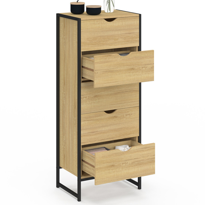 Comò a 5 cassetti da 45 cm design industriale - DETROIT | IdMarket