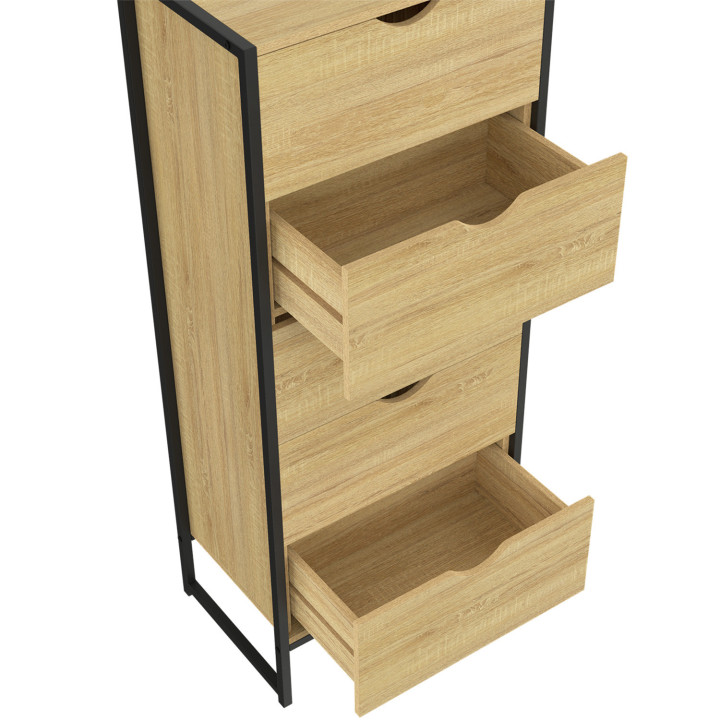 Comò a 5 cassetti da 45 cm design industriale - DETROIT | IdMarket