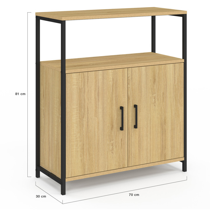 Credenza con 1 nicchia e 2 ante, 70 cm, design industriale - DETROIT | IdMarket