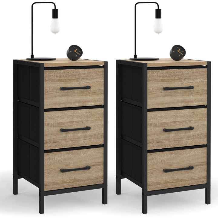 Set di 2 comodini con 3 cassetti - UTAH | IdMarket