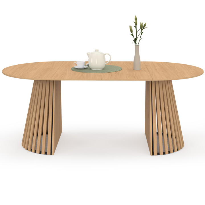 Tavolo da pranzo rotondo allungabile per 4-10 persone con gambe in legno 110-200 cm - CARMEN | IdMarket