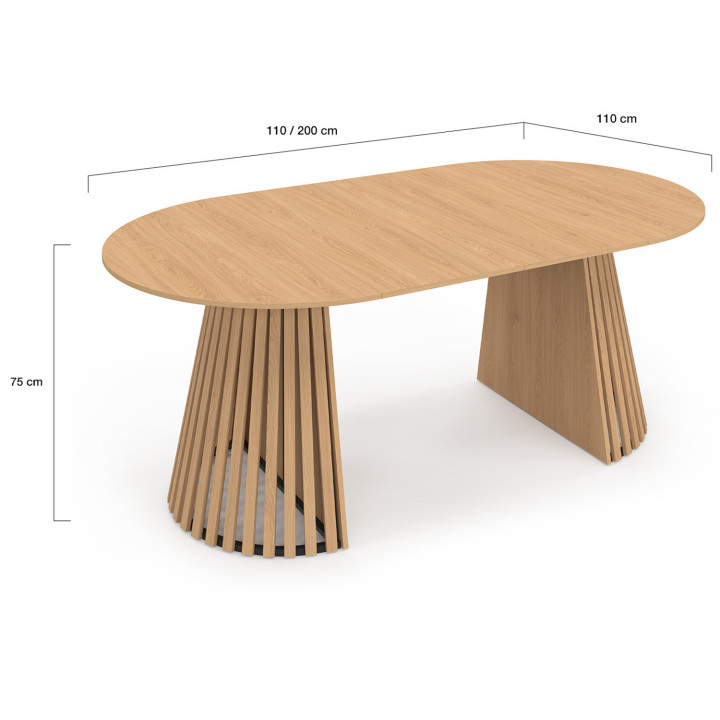 Tavolo da pranzo rotondo allungabile per 4-10 persone con gambe in legno 110-200 cm - CARMEN | IdMarket