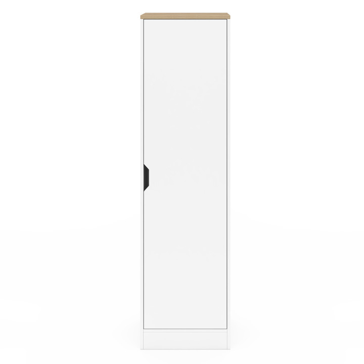 Armadio a 1 anta con ripiani in legno e bianco - NOUK | IdMarket