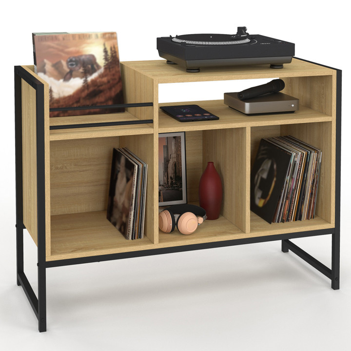 Mobili in vinile, credenza di design industriale in legno e nero da 100 cm - DETROIT | IdMarket
