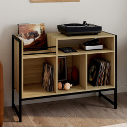 Mobili in vinile, credenza di design industriale in legno e nero da 100 cm - DETROIT | IdMarket