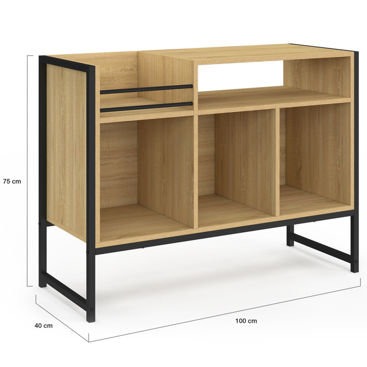 Mobili in vinile, credenza di design industriale in legno e nero da 100 cm - DETROIT | IdMarket