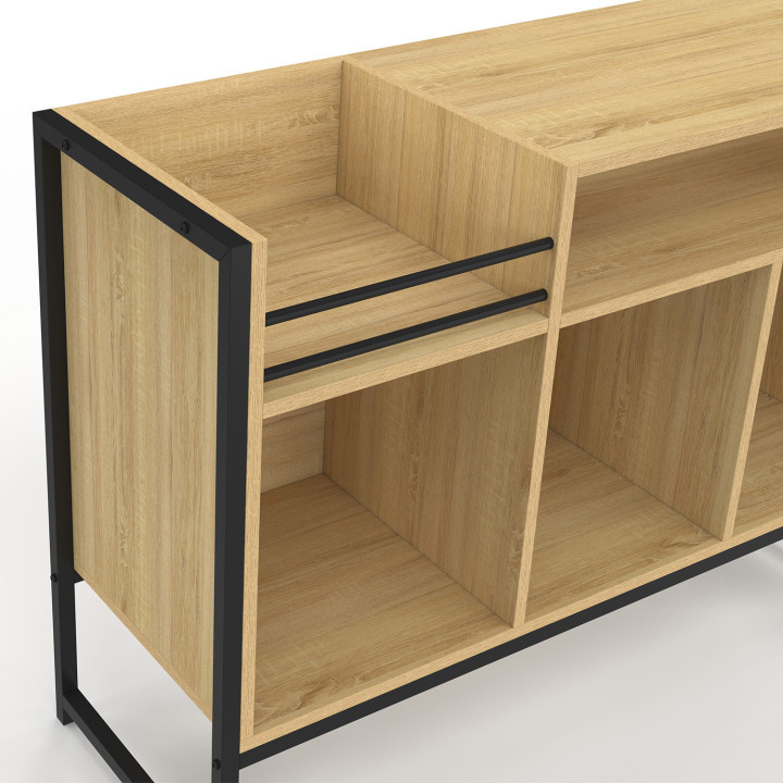 Mobili in vinile, credenza di design industriale in legno e nero da 100 cm - DETROIT | IdMarket