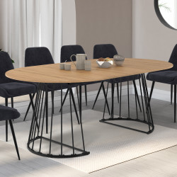 Tavolo da pranzo rotondo allungabile 4-10 persone in legno e nero 110 - 200 cm - YUNA | IdMarket