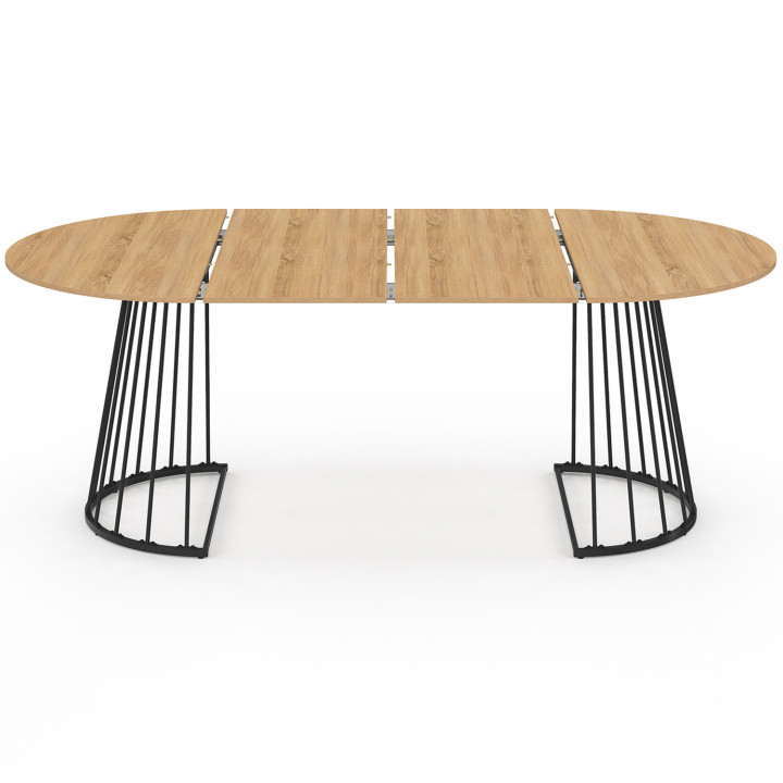 Tavolo da pranzo rotondo allungabile 4-10 persone in legno e nero 110 - 200 cm - YUNA | IdMarket
