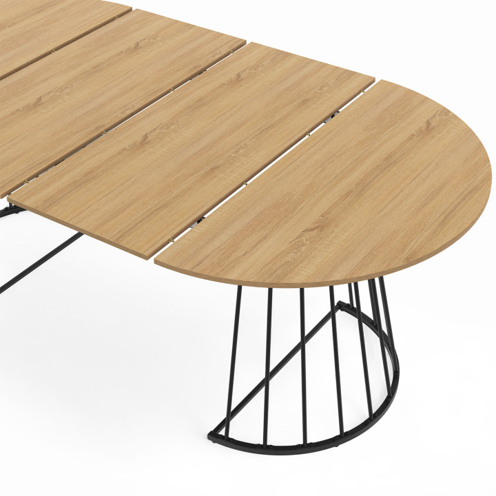 Tavolo da pranzo rotondo allungabile 4-10 persone in legno e nero 110 - 200 cm - YUNA | IdMarket