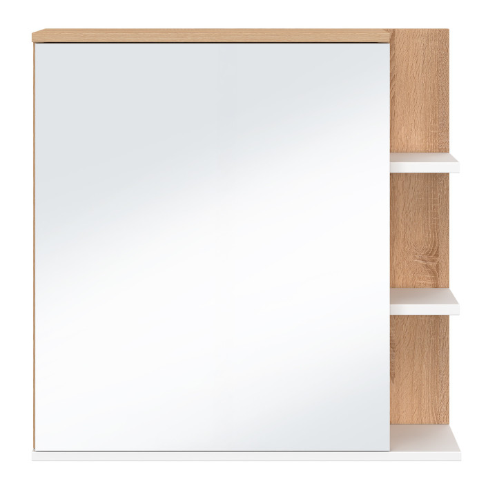 Contenitore pensile con specchio e ripiani in stile faggio - TOMI | IdMarket