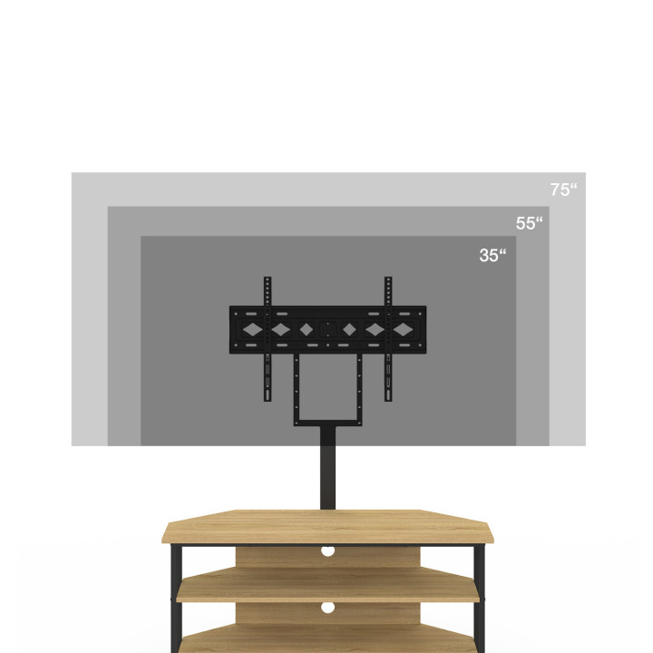 Mobile TV angolare da 100 cm con ripiani e supporto TV regolabile da 32 a 70 pollici, design industriale - DETROIT | IdMarket