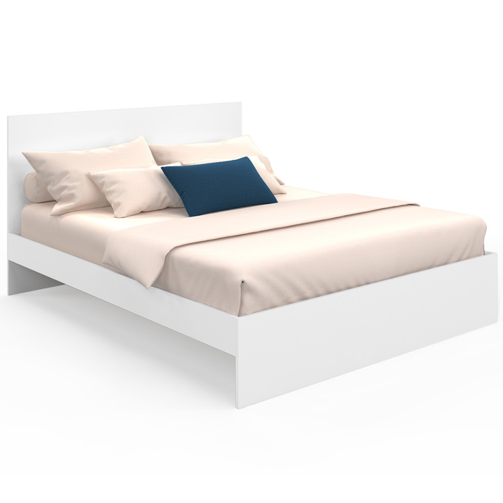 Letto matrimoniale con testiera e box spring 160 x 200 cm bianco - OMAHA | IdMarket