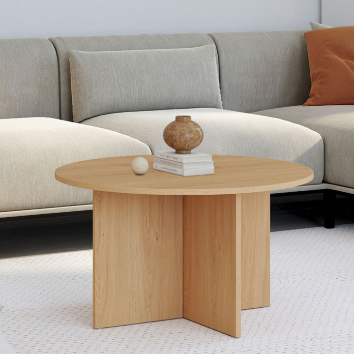 Tavolino rotondo da 70 cm in legno di faggio - MARTHE | IdMarket
