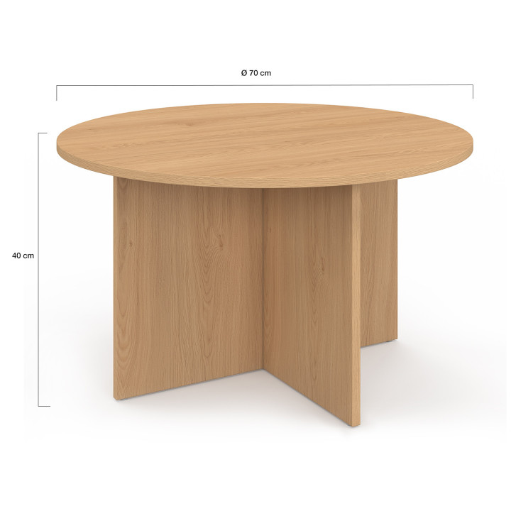 Tavolino rotondo da 70 cm in legno di faggio - MARTHE | IdMarket