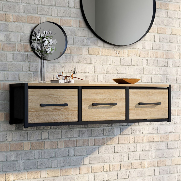 Mensola a muro a 3 cassetti di design industriale - UTAH | IdMarket