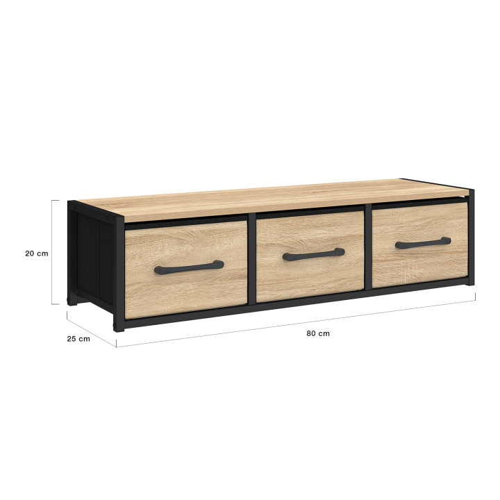 Mensola a muro a 3 cassetti di design industriale - UTAH | IdMarket