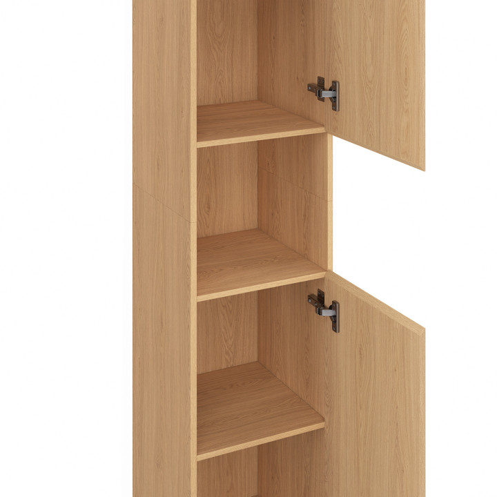 Mobiletto bagno a 2 ante 1 nicchia effetto doghe - VICTOR | IdMarket