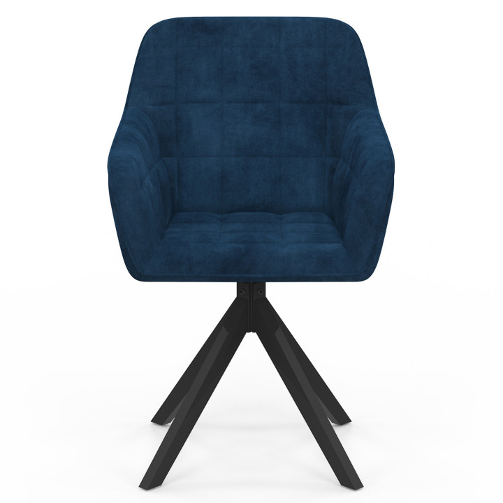 Set di 2 sedie da pranzo girevoli, poltrone da tavolo in velluto blu - MADY | IdMarket