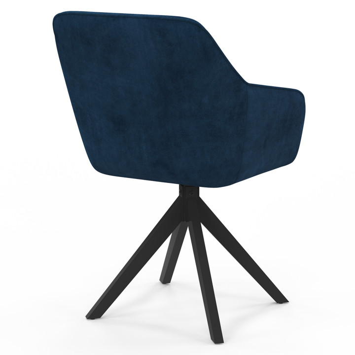 Set di 2 sedie da pranzo girevoli, poltrone da tavolo in velluto blu - MADY | IdMarket