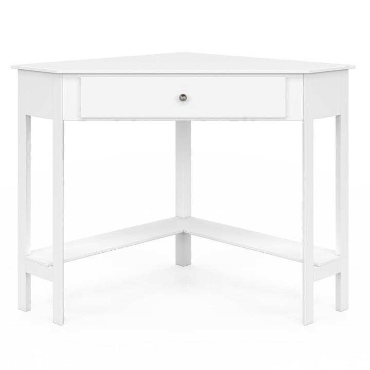 Scrivania angolare bianca salvaspazio per computer con contenitore e 1 cassetto - REMI | IdMarket