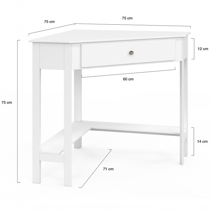 Scrivania angolare bianca salvaspazio per computer con contenitore e 1 cassetto - REMI | IdMarket