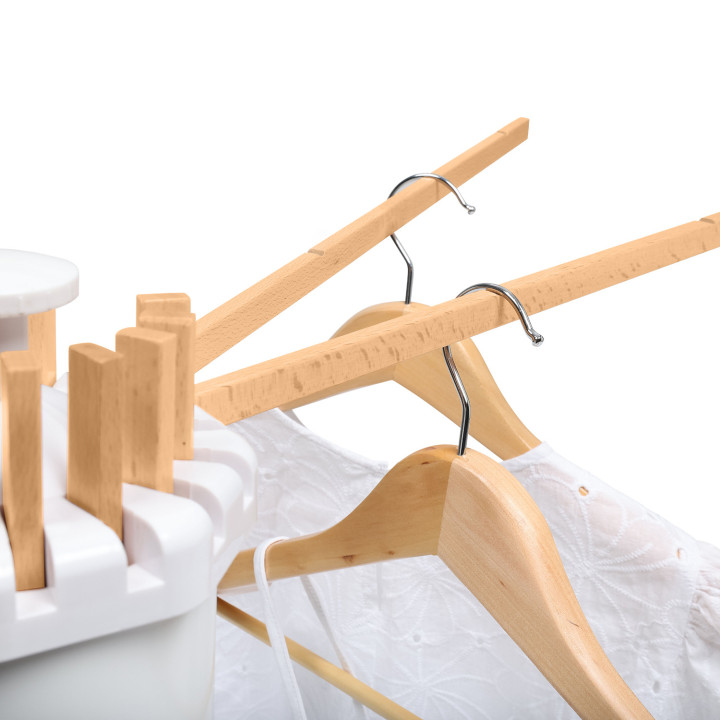 Stendibiancheria rotante pieghevole bianco e legno | IdMarket