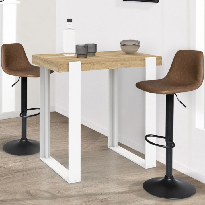 Tavolo da cucina bianco e legno 90 cm - PHOENIX | ID Market
