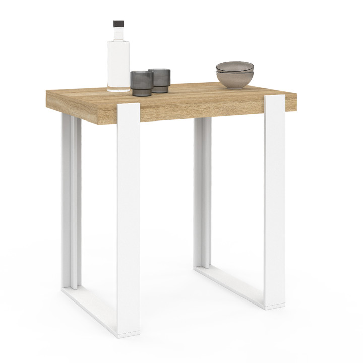 Tavolo da cucina bianco e legno 90 cm - PHOENIX | ID Market
