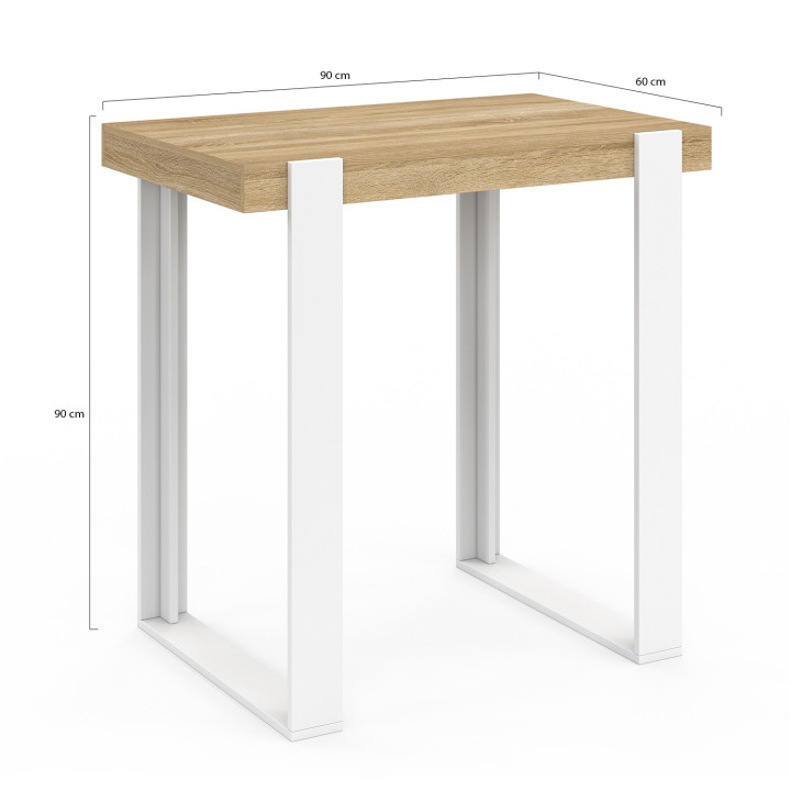 Tavolo da cucina bianco e legno 90 cm - PHOENIX | ID Market