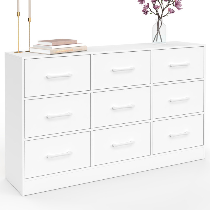 Cassettiera in tessuto a 9 cassetti 113 cm in legno bianco - UPPAH | IdMarket