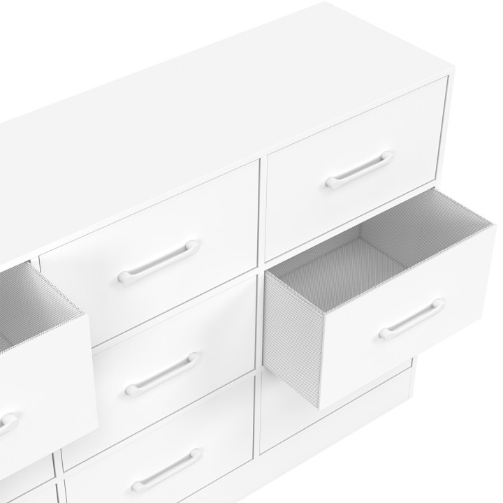 Cassettiera in tessuto a 9 cassetti 113 cm in legno bianco - UPPAH | IdMarket