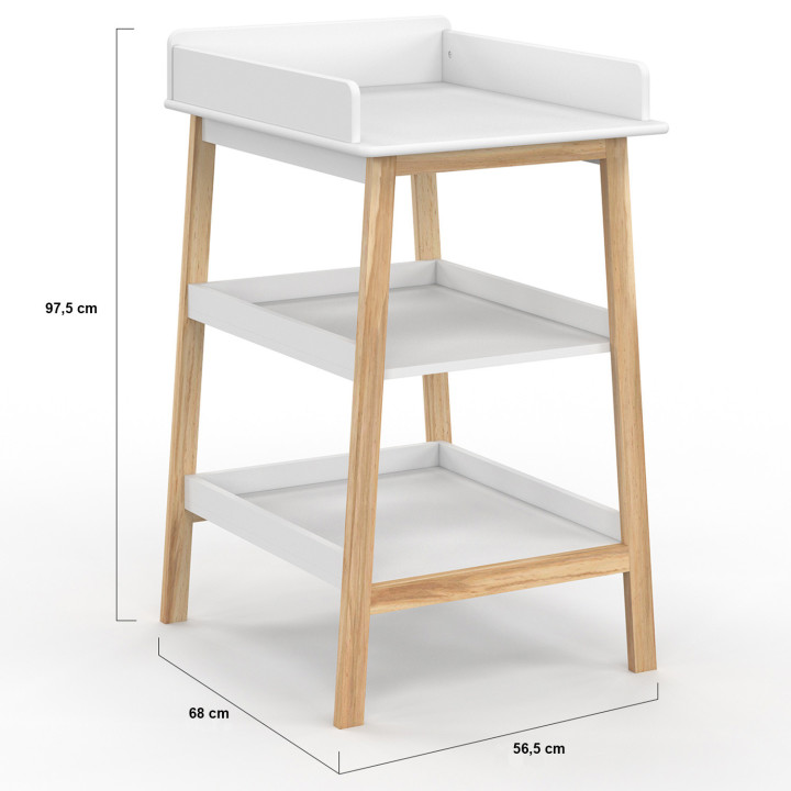 Fasciatoio con 2 ripiani in faggio e bianco - MAHE | IdMarket