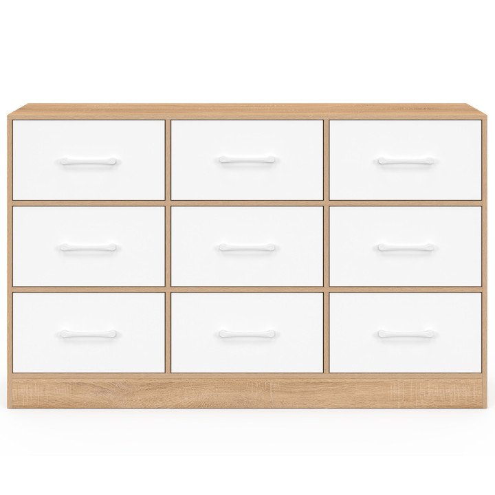 Cassettiera in tessuto a 9 cassetti 113 cm in faggio e bianco - UPPAH | IdMarket