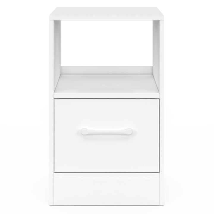 Set di 2 comodini in tessuto a 1 cassetto con nicchia in legno bianco - UPPAH | IdMarket