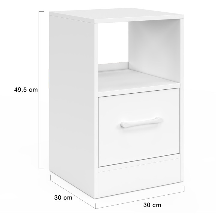 Set di 2 comodini in tessuto a 1 cassetto con nicchia in legno bianco - UPPAH | IdMarket