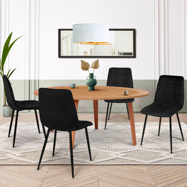 Set di 4 sedie da pranzo in velluto nero - MILA | IdMarket