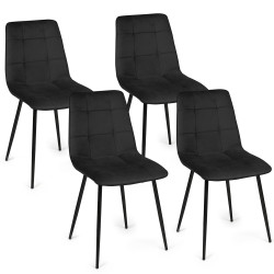 Set di 4 sedie da pranzo in velluto nero - MILA | IdMarket