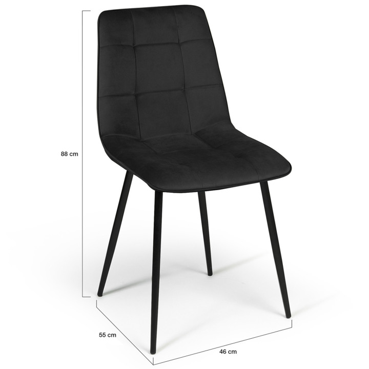 Set di 4 sedie da pranzo in velluto nero - MILA | IdMarket