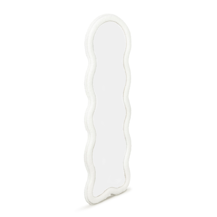 Specchio Wave in tessuto bouclette crema 150 x 50 cm | IdMarket