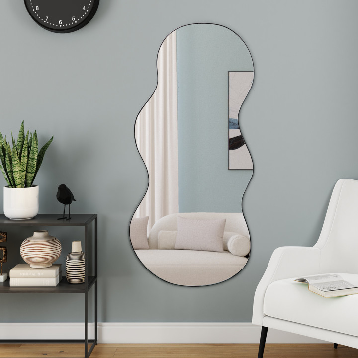 Specchio organico nero 45 x 100 cm | IdMarket