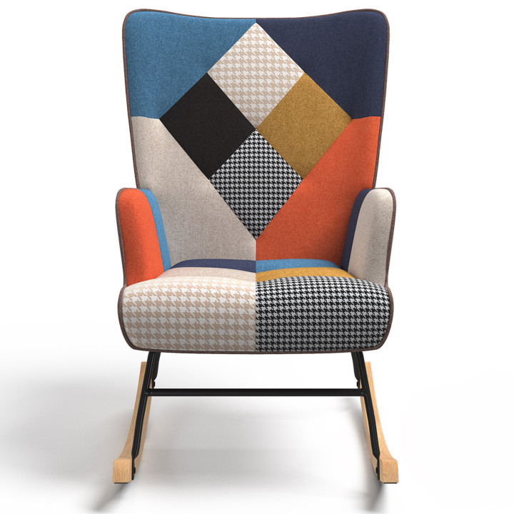 Sedia a dondolo scandinava in tessuto patchwork - IVAR | IdMarket