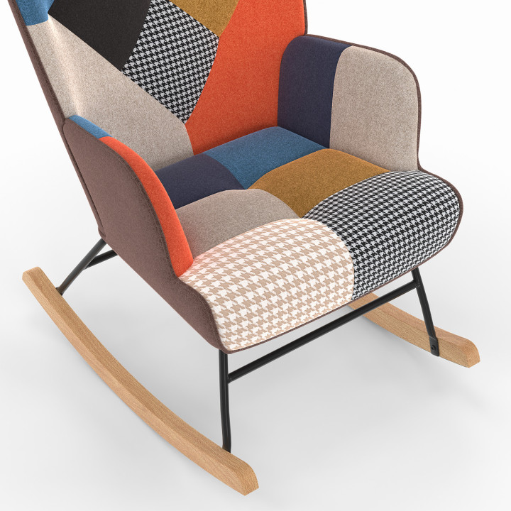 Sedia a dondolo scandinava in tessuto patchwork - IVAR | IdMarket