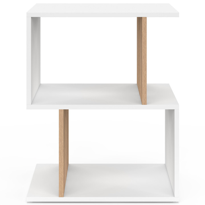 Comodini a S con contenitore a giorno in bianco e faggio - SOFIA | IdMarket