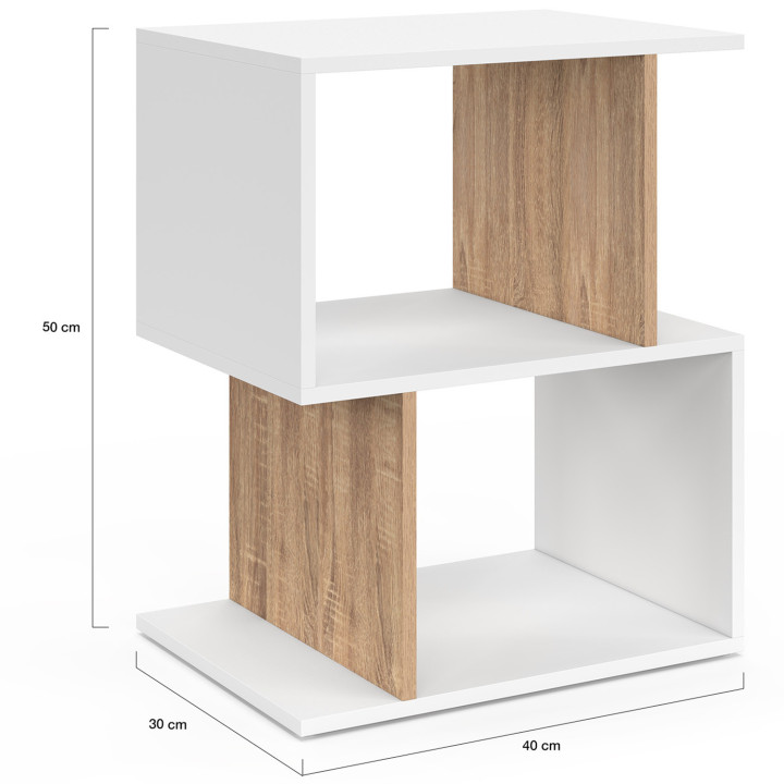 Comodini a S con contenitore a giorno in bianco e faggio - SOFIA | IdMarket