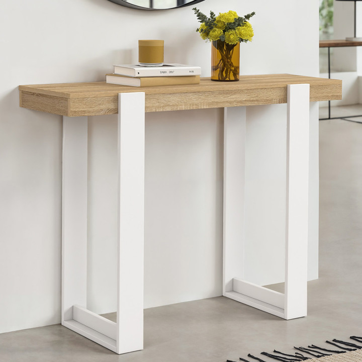 Consolle in legno e bianco in stile industriale - PHOENIX | IdMarket